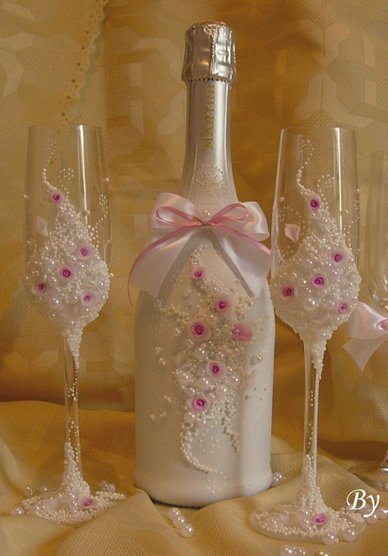 Украшение на бутылку о70152 - Свадебные аксессуары от Анастасии Петровой
